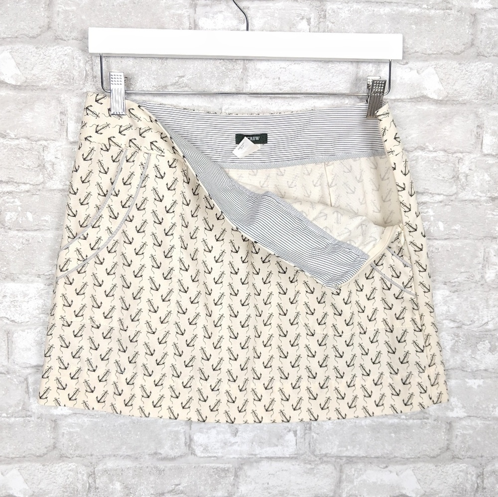 J Crew Anchor Skirt 8 Nautical White Cotton Mini - Picture 4 of 6